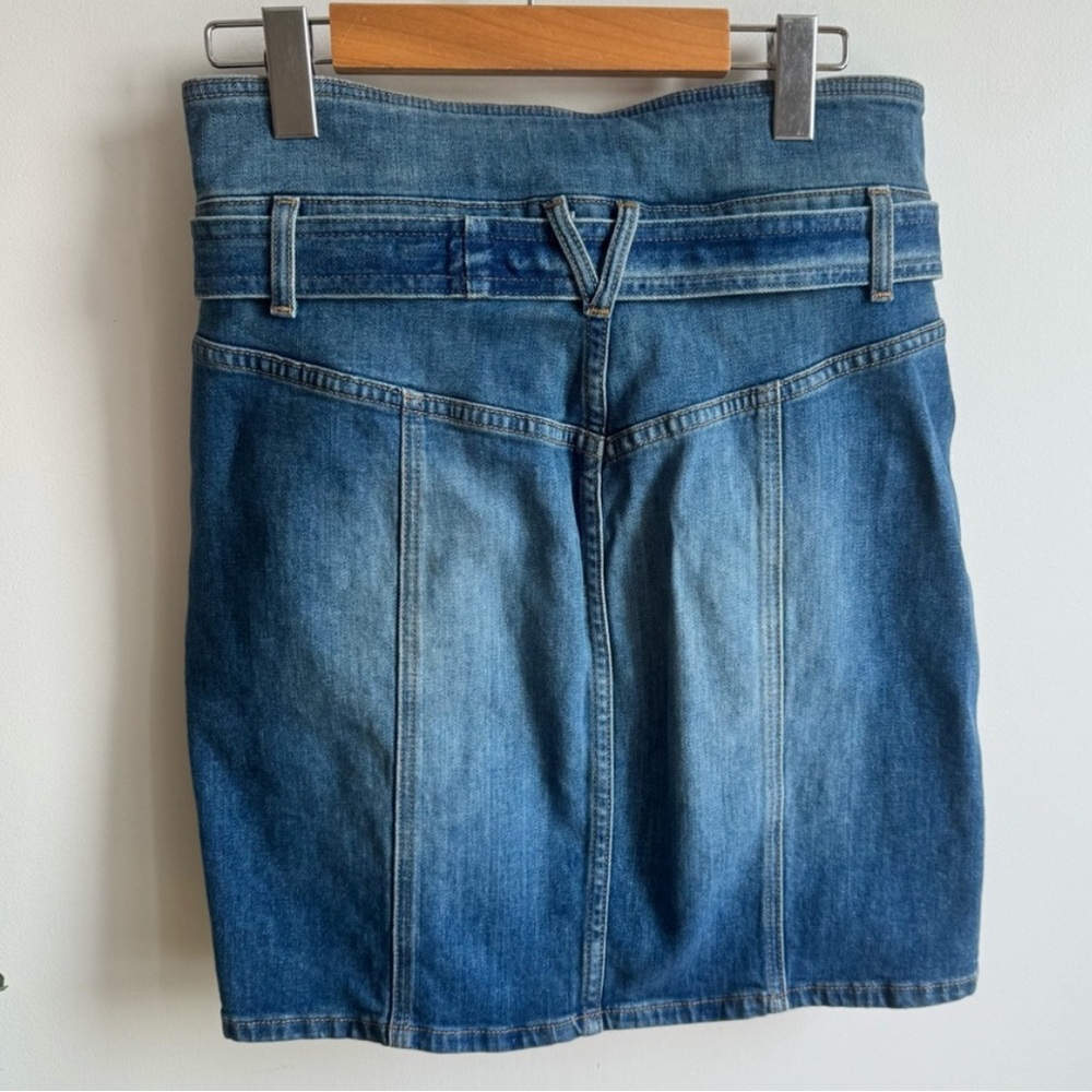 Veronica Beard Aliana Notch Waist Belted Stretch Cotton Skirt 8 Wash Keystone - Picture 6 of 9